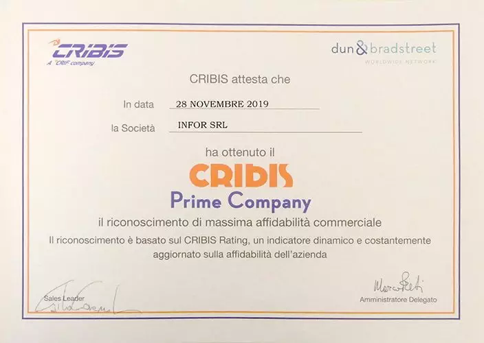CRIBIS-certificato-infor certificazione Cribis affidabilità commerciale infor