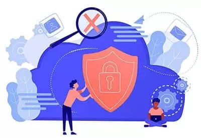 icona-persone-locker-cloud-sicurezza-informatica icone di persone attorno al cloud che gestiscono locker sicurezza informatica e dati